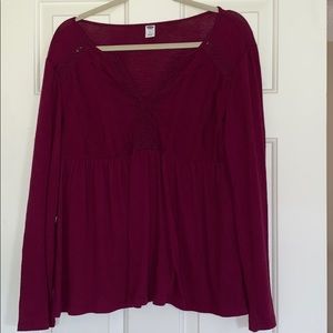 cranberry babydoll top